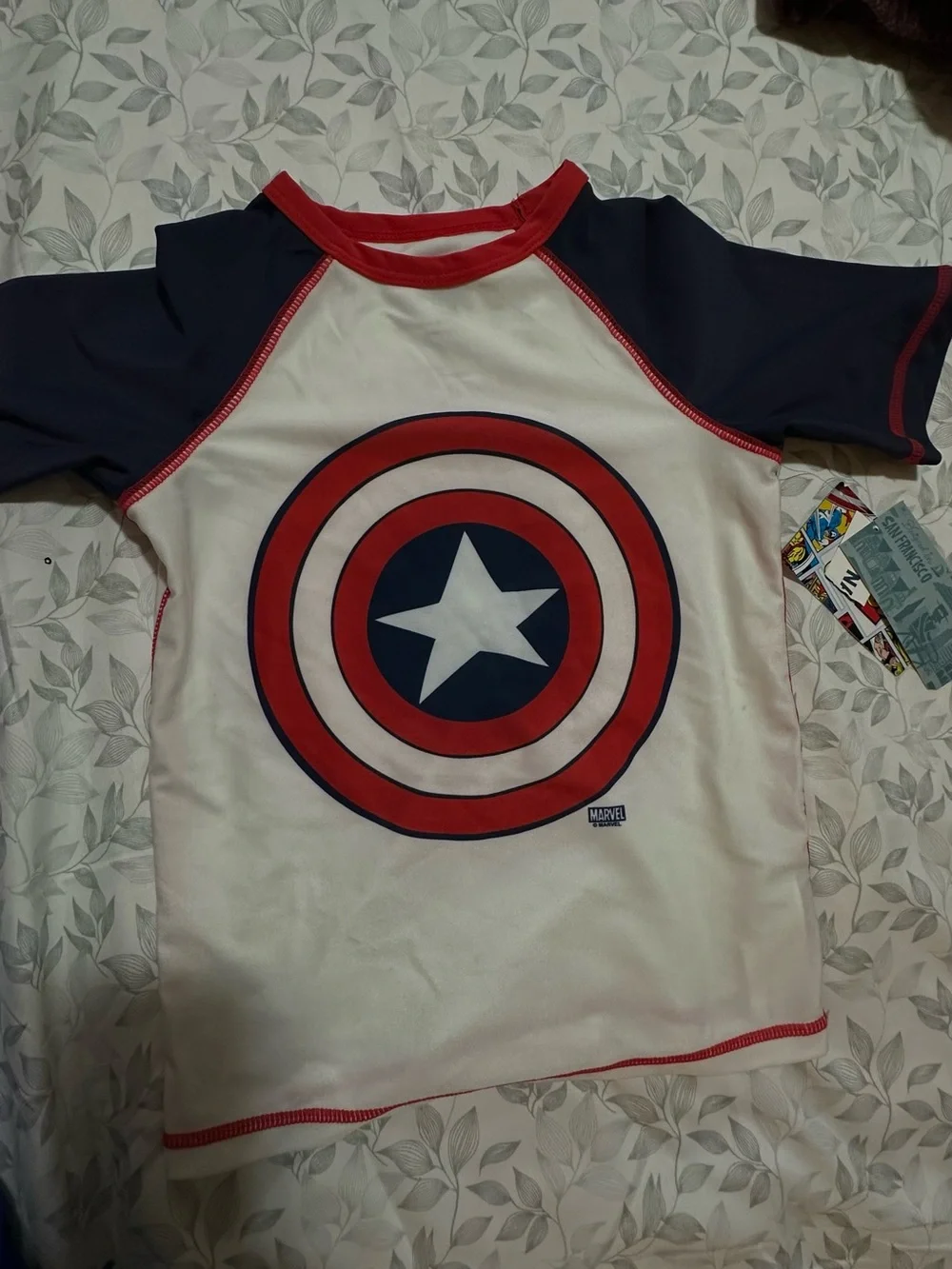 Old Navy Kids Marvel Rash Guard - Red, White, Red  & Navy , Captain America 5T